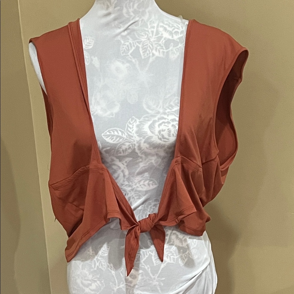 Target Rust Tie-Front Crop Top - Picture 7 of 11